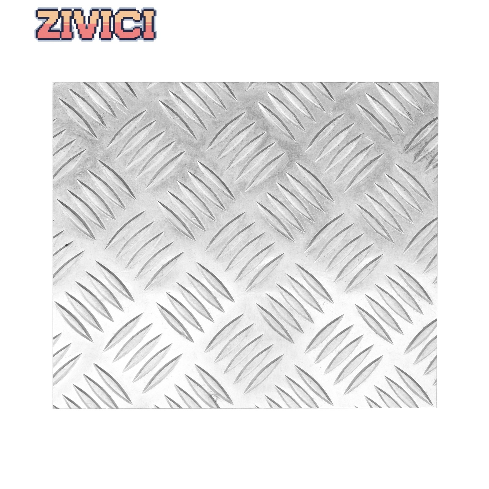Square Silver Aluminum Tread Plate 12×12″ 5 Bar Design for Truck Trailer