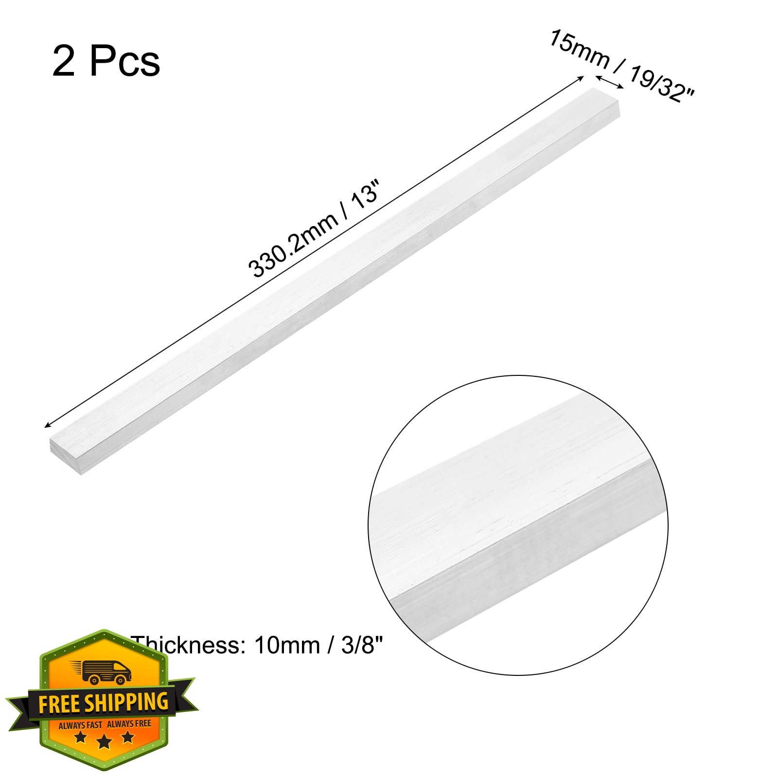 MECCANIXITY 3/8″x19/32″x13″ Aluminum Bar 2pcs