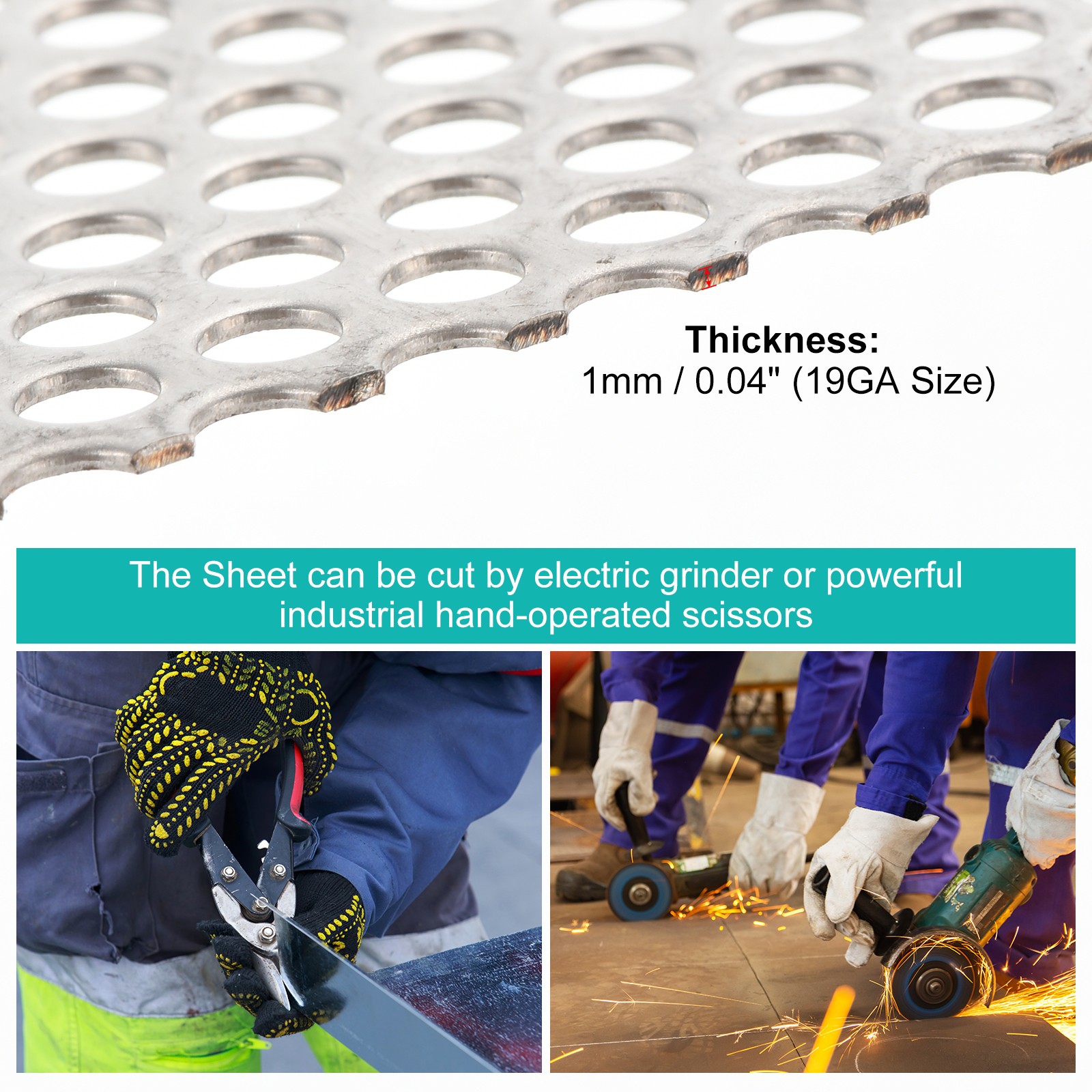 15.7″x7.9″ 304 Stainless Steel Perforated Sheet 0.2″ Hole Metal Mesh Plate