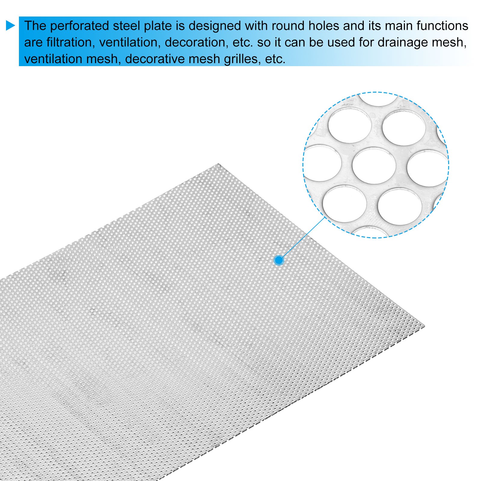 11.8″ L x 7.9″ W Perforated Metal Sheets, 16Ga 0.06″ Hole 304 Stainless Steel
