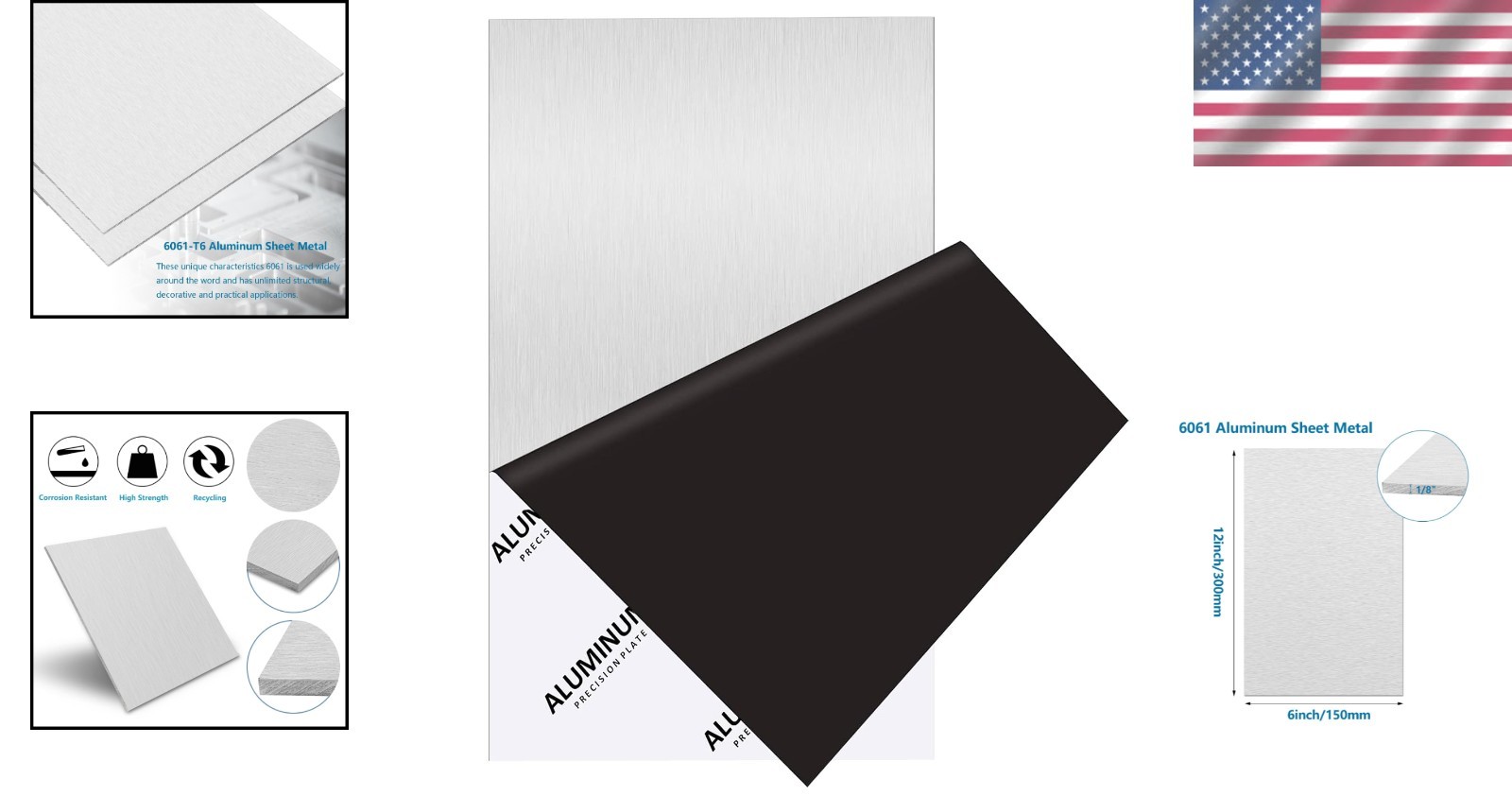 Heavy-Duty 6061 Aluminum Sheet – 6×12 Inch, 1/8 Inch Thickness for Versatile Use