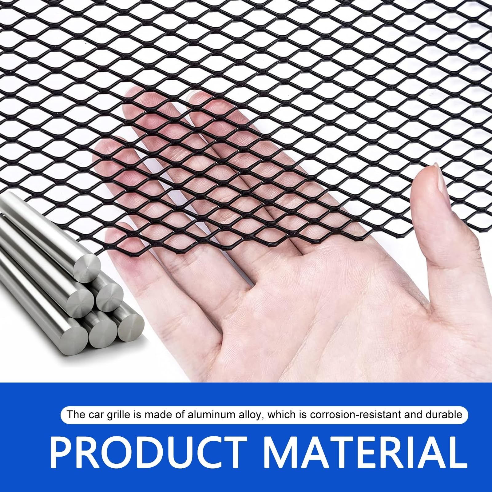 40″x13″ Universal Car Grill Mesh, Aluminum Alloy Automotive Grille Insert Bum…