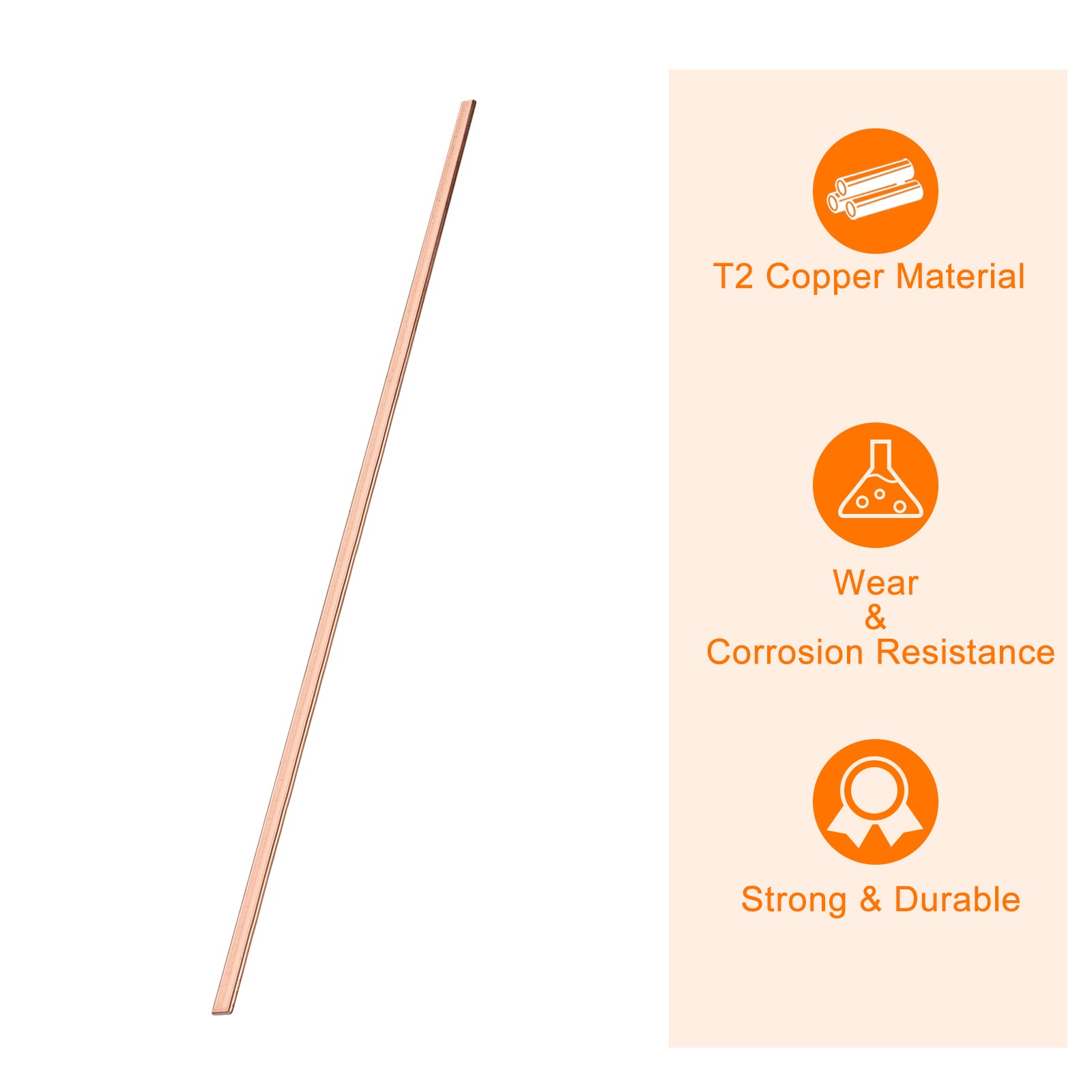 Copper Flat Bar, 0.12″ Thickness x 0.39″ Width x 15.75″ Length Copper Bar Stock
