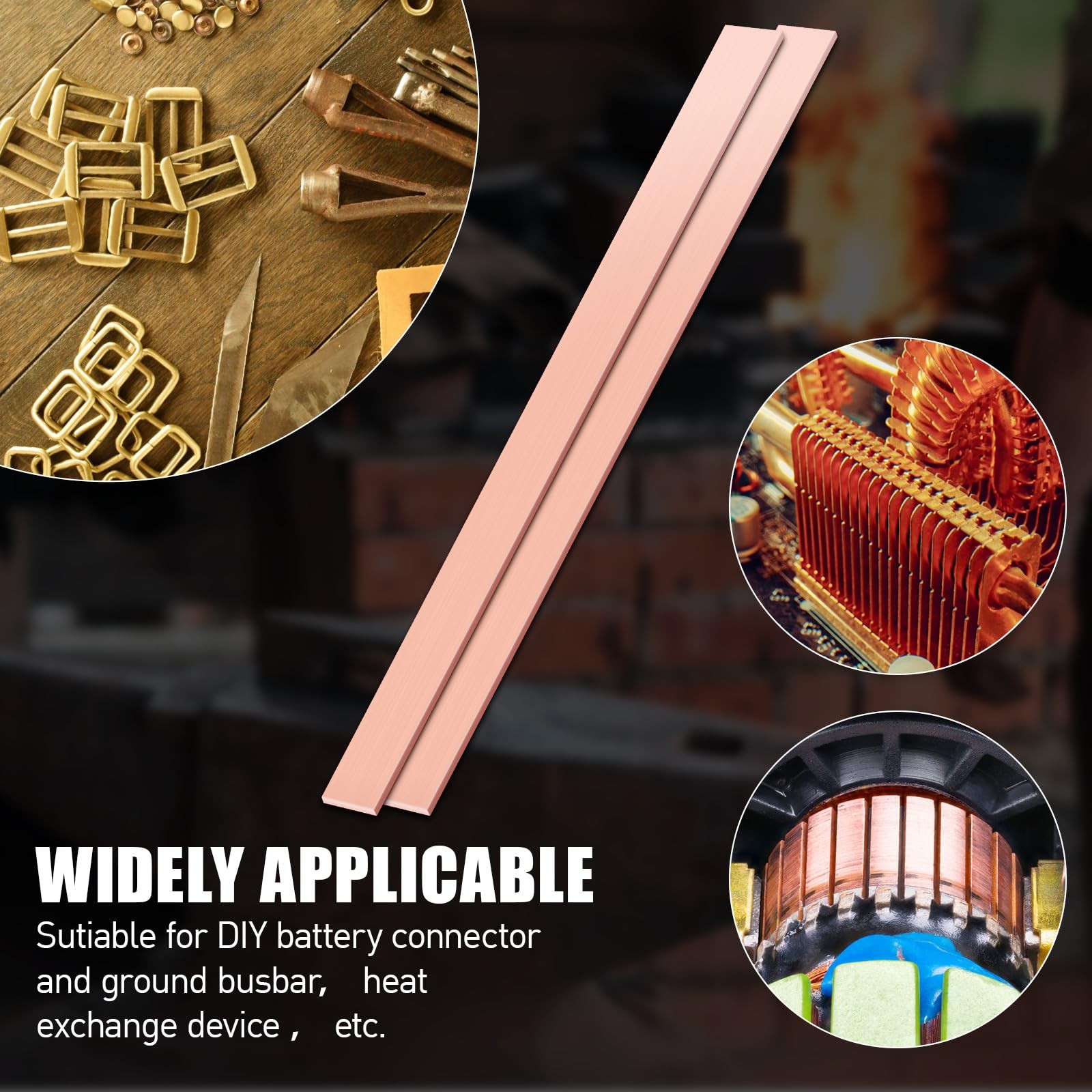 2pcs Copper Flat Bar 1/16 Thickness X 0.4 Width X 8 Length 99.9 Copper Bus B
