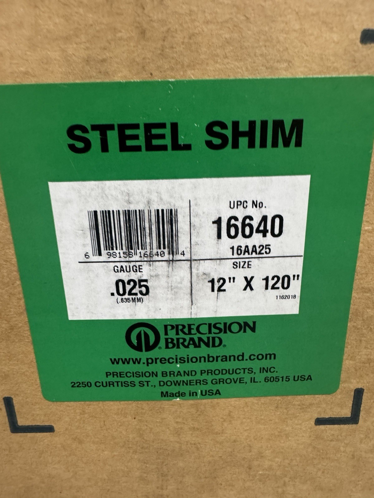 Precision Brand 16640 Steel Shim Stock Roll .025″ x 12″ x 120″ Made in USA