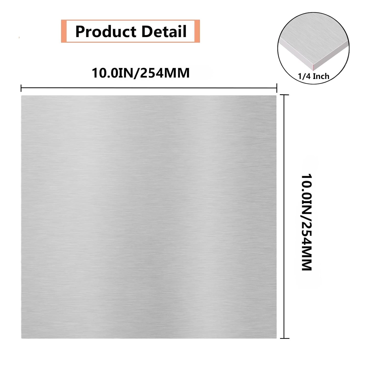 6061-T651 Aluminum Sheet Metal – 10″ x 10″ x 1/4″ for Crafting & Industrial Use