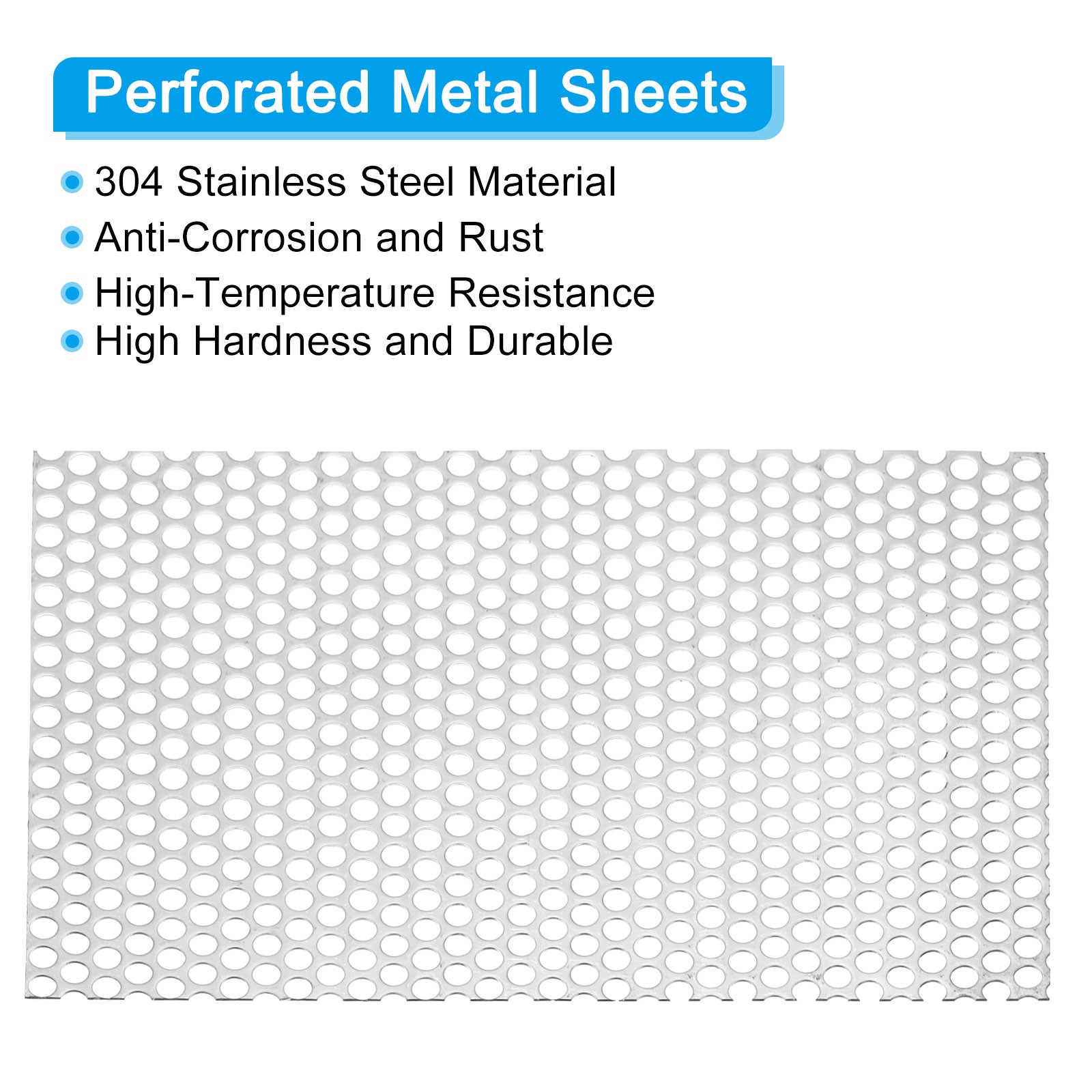 11.8″ L x 7.9″ W Perforated Metal Sheets, 16Ga 0.31″ Hole 304 Stainless Steel