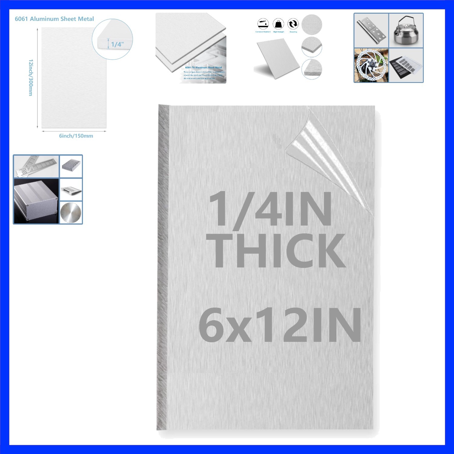 1/4Inch Thick Aluminum Sheet Plate, 6” x 12” Heavy Duty Aluminum Sheets Plate…