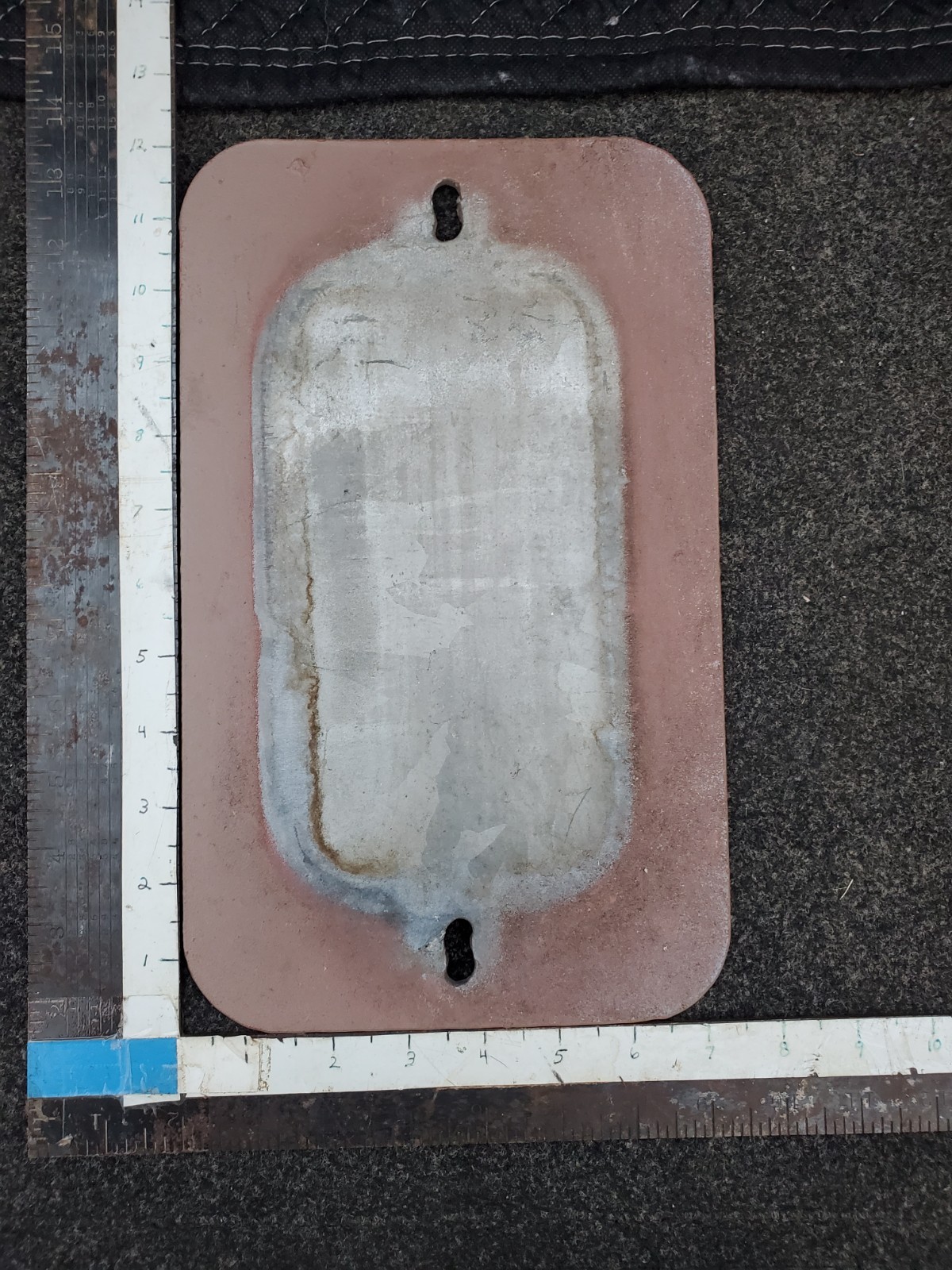 Galv Steel Plate Sheet 12″ x 7-1/2″ x 3/16″ 2 Hole Metal Cover Brown Paint