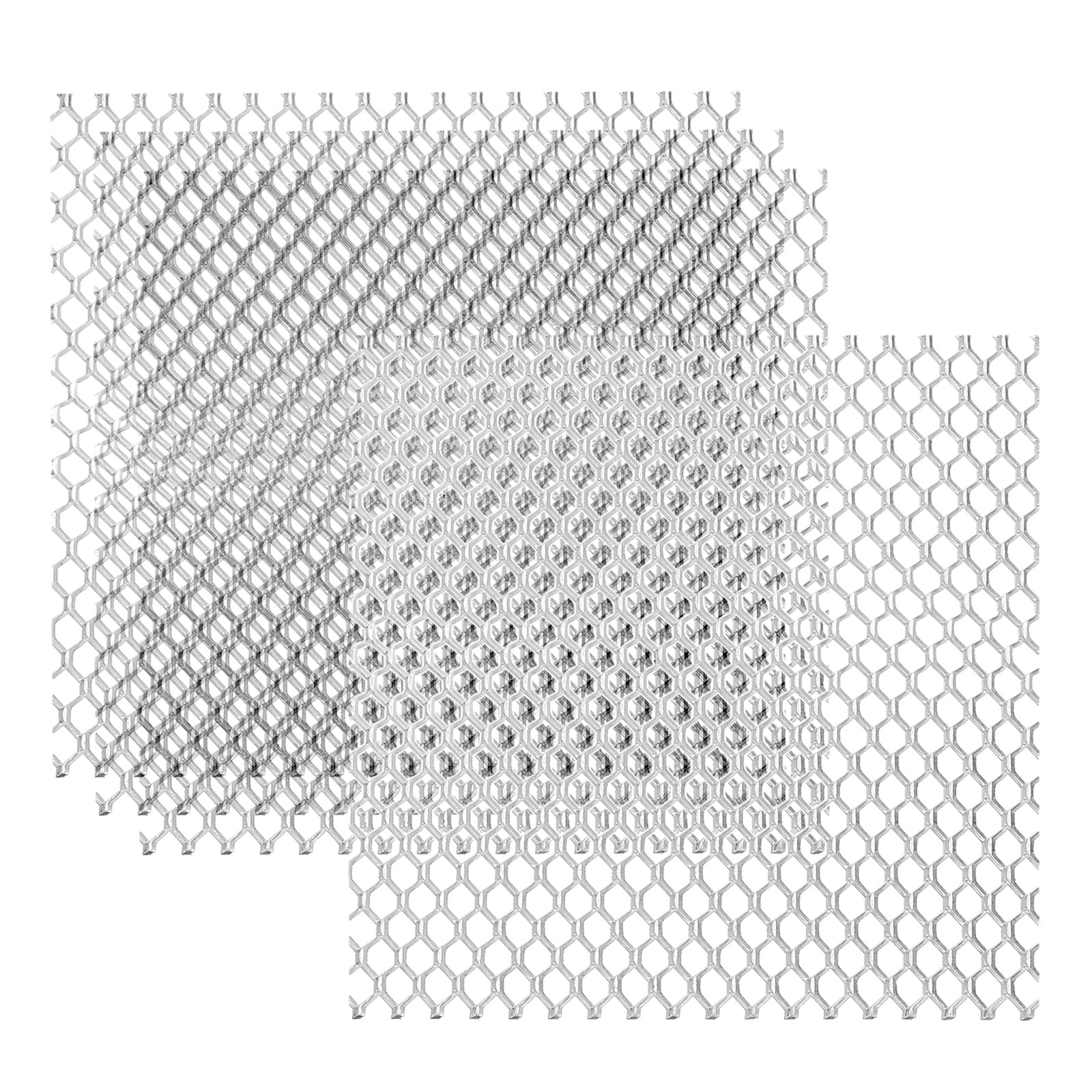 4″L x 4″W Universal Car Grill Mesh, 4Pcs 5x8mm Hexagon Hole, Silver Tone