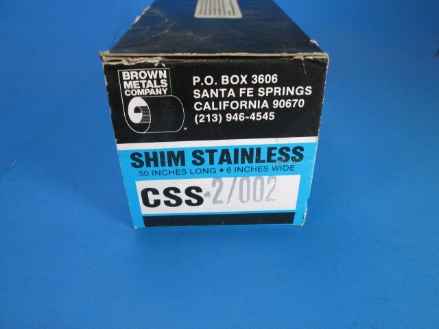 BROWN METALS Stainless Steel Shim CSS-2 .002 Thick 6″ Partial Roll Free Shipping