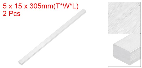 Square 6063 Aluminum Flat Bar, 2Pcs 3/16″ Thickness 9/16″ Width 12″ Length