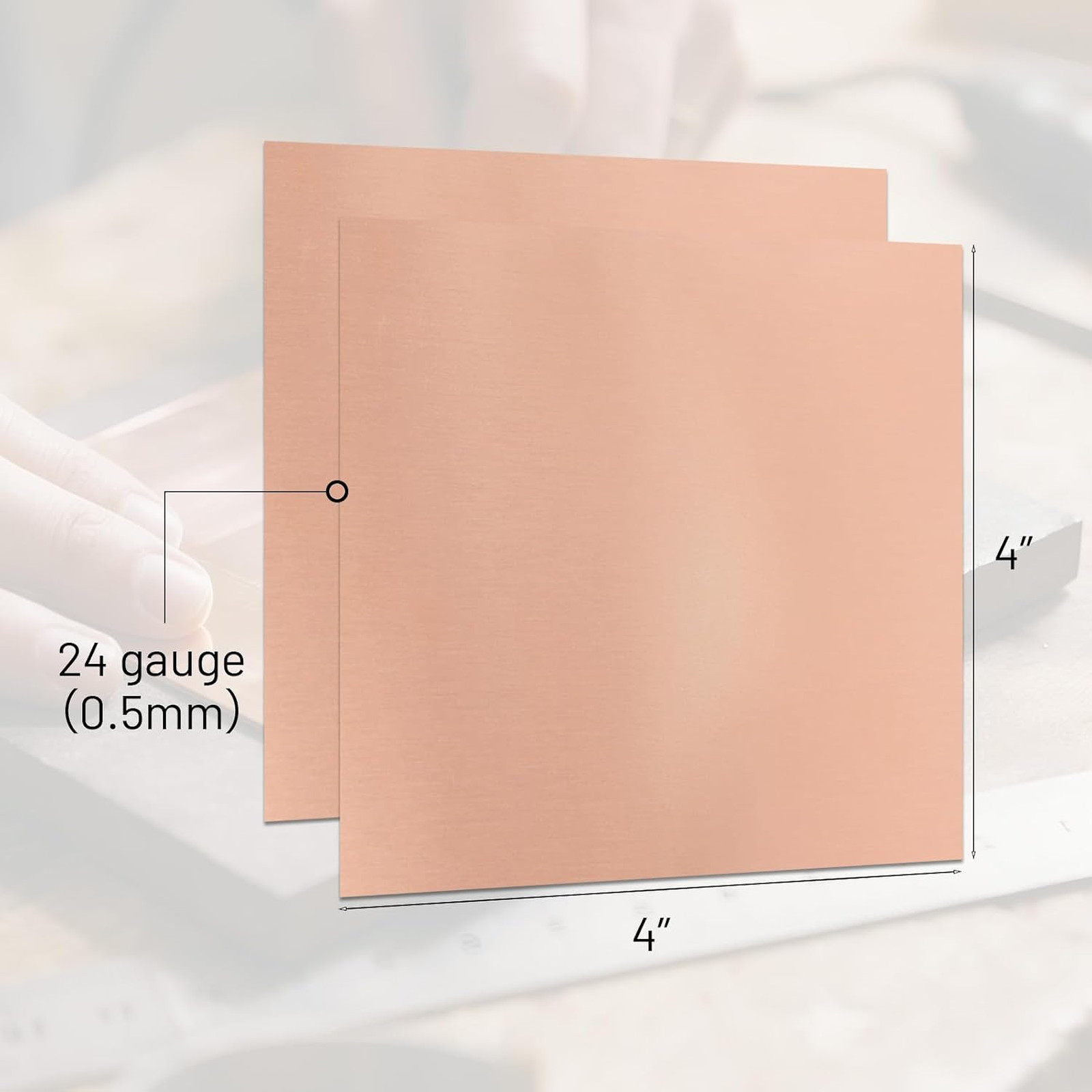 2 Pcs Copper Sheets 99.9% Pure 4×4 Inches 24 Gauge for Crafts Electronics Repair