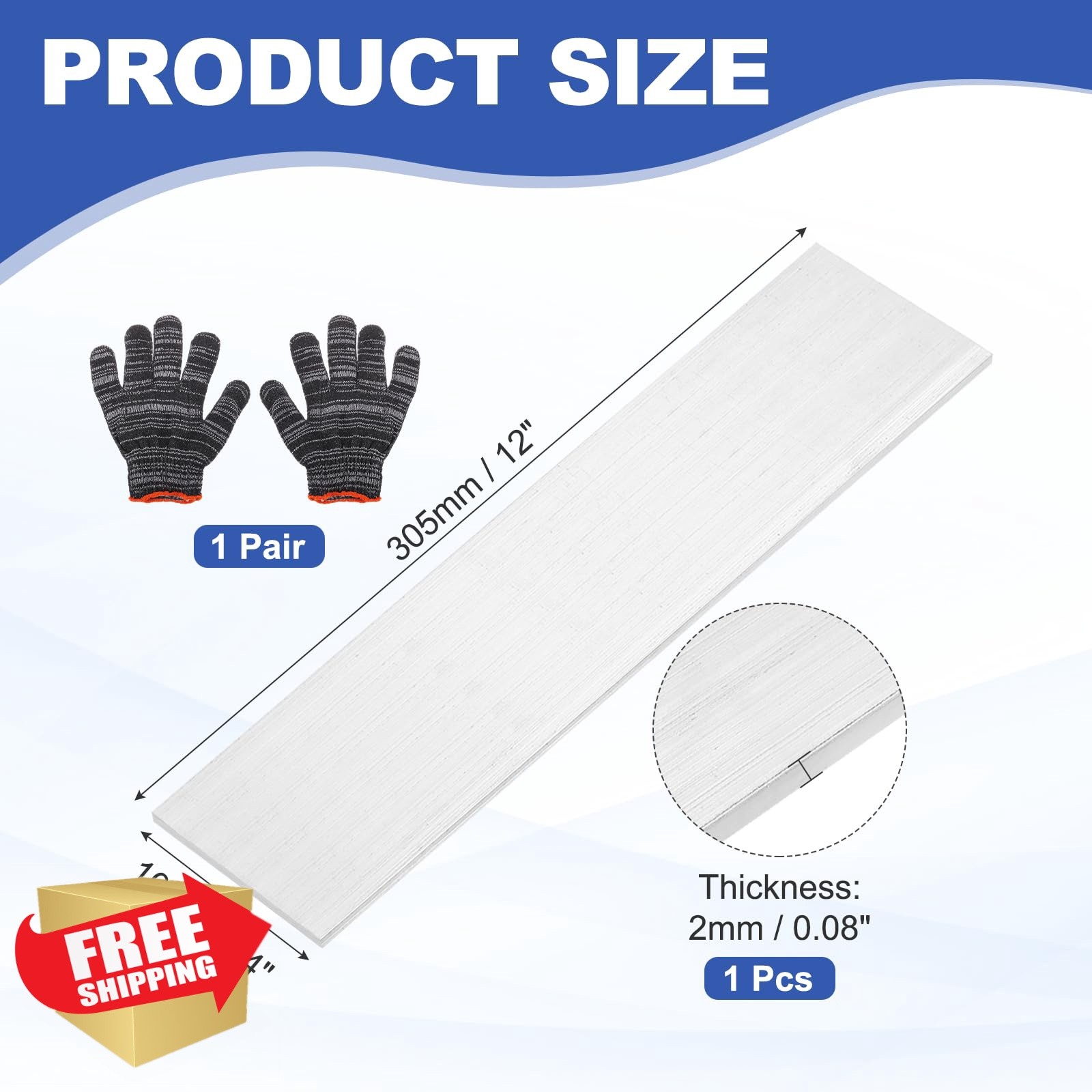 uxcell 0.08″x4″x12″ Square Aluminum Flat Bar T6511 Mill Stock