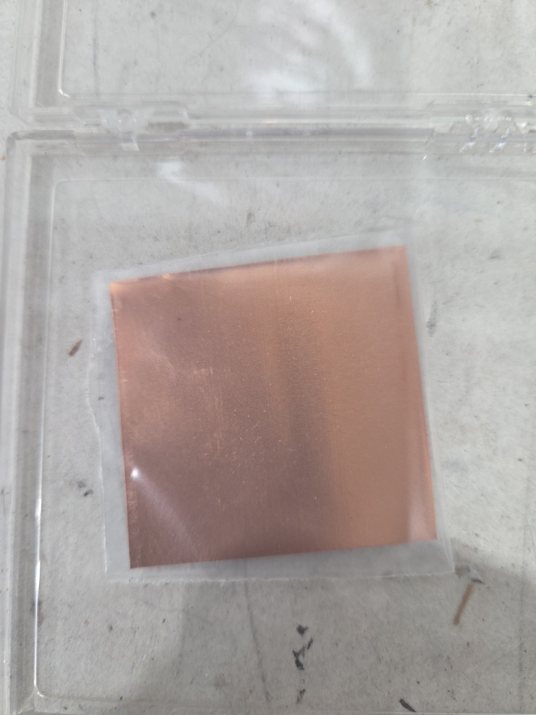 Copper foil, 0.127mm (0.005in) thick, 99.99+% (metals basis) 50x50mm Stock#00095