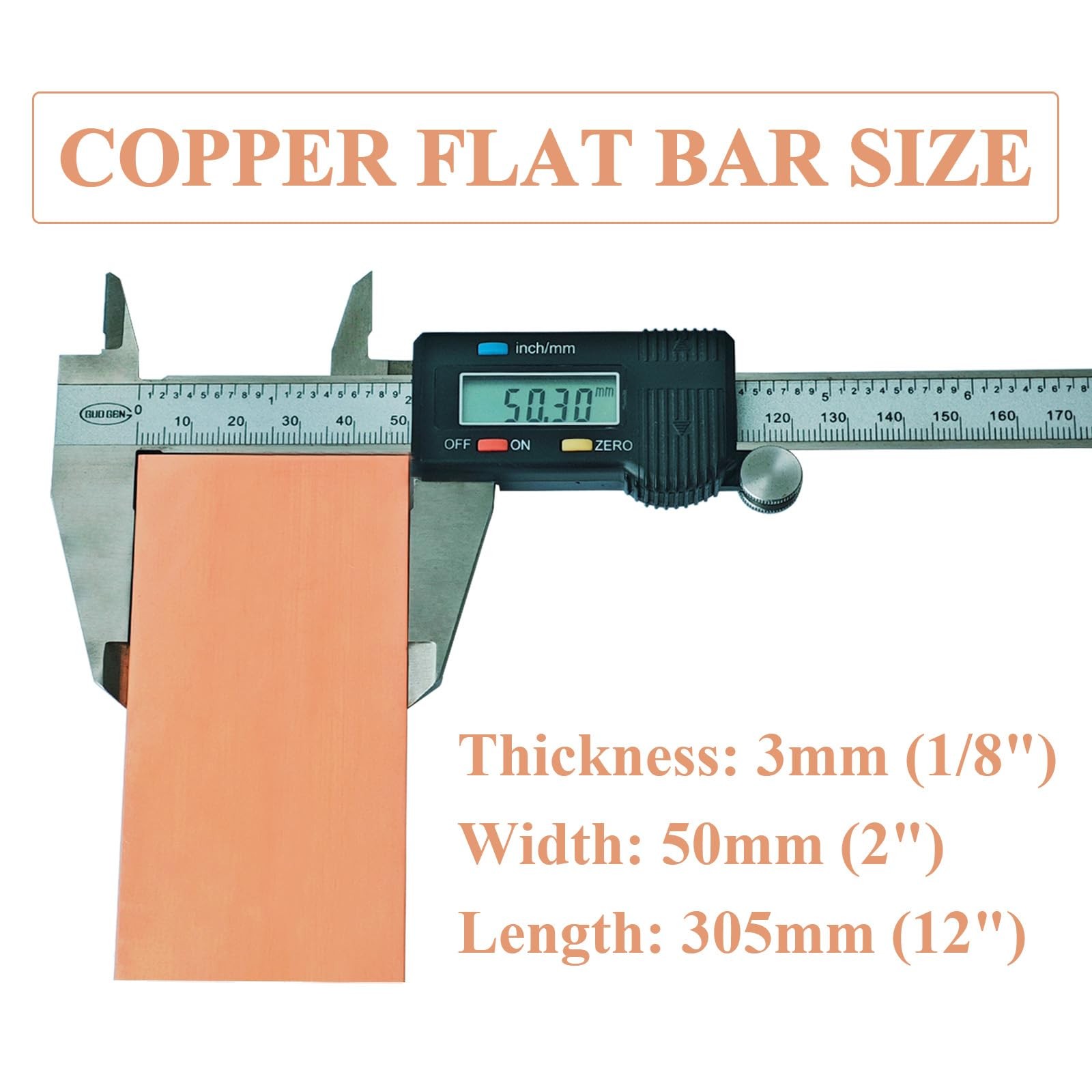 1 PC C110 Copper Flat Bar 1/8″ x 2″ x 12″ 99.98% Solid Bus Bar Stock