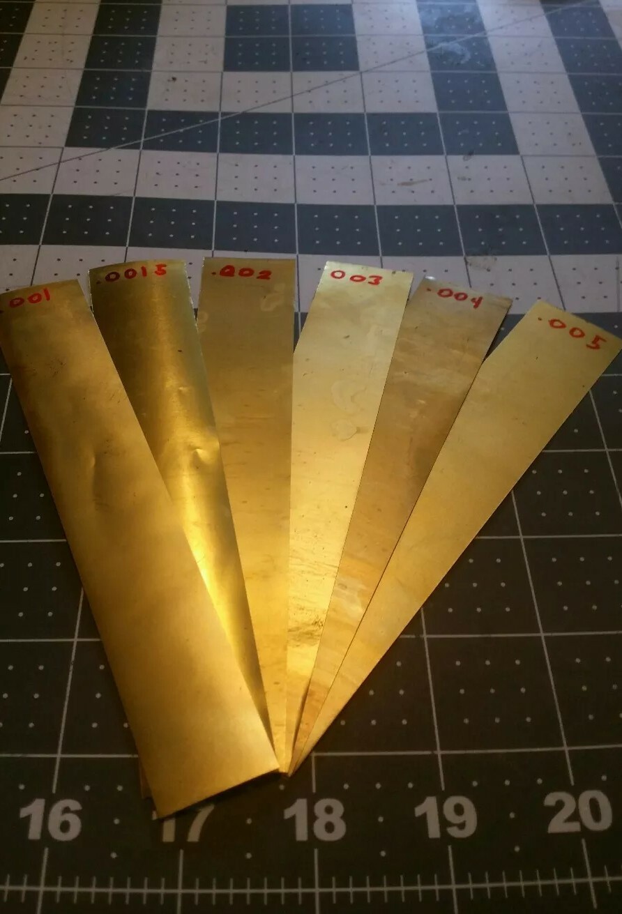 brass Shim Stock assortment 0.001 0.0015 0.002 0.003 0.004 0.005 1″x6″ 6 pieces*