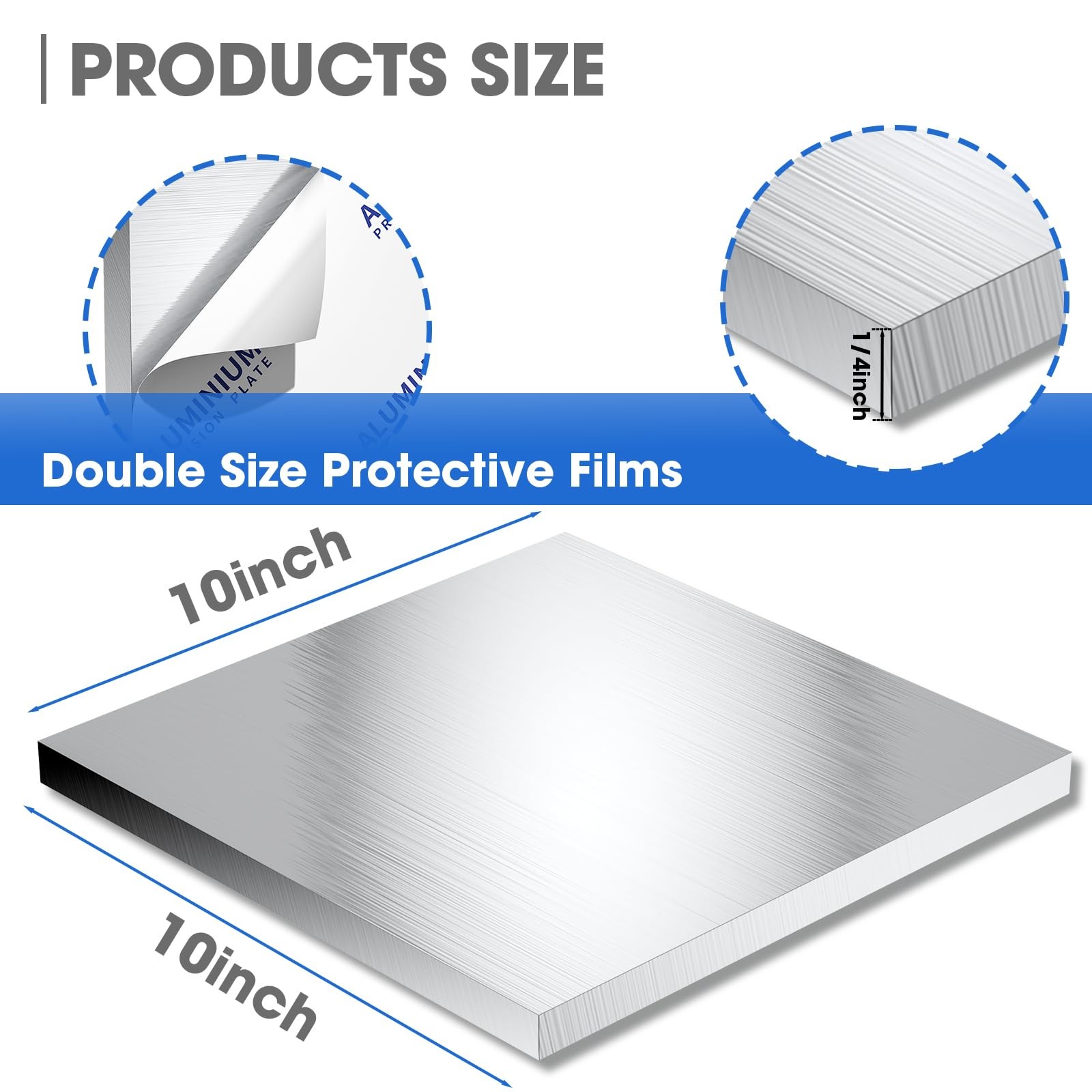 1/4 Inch Thick Aluminum Sheet Plate 10×10 Inch Heavy Duty 6061 Flat Solid
