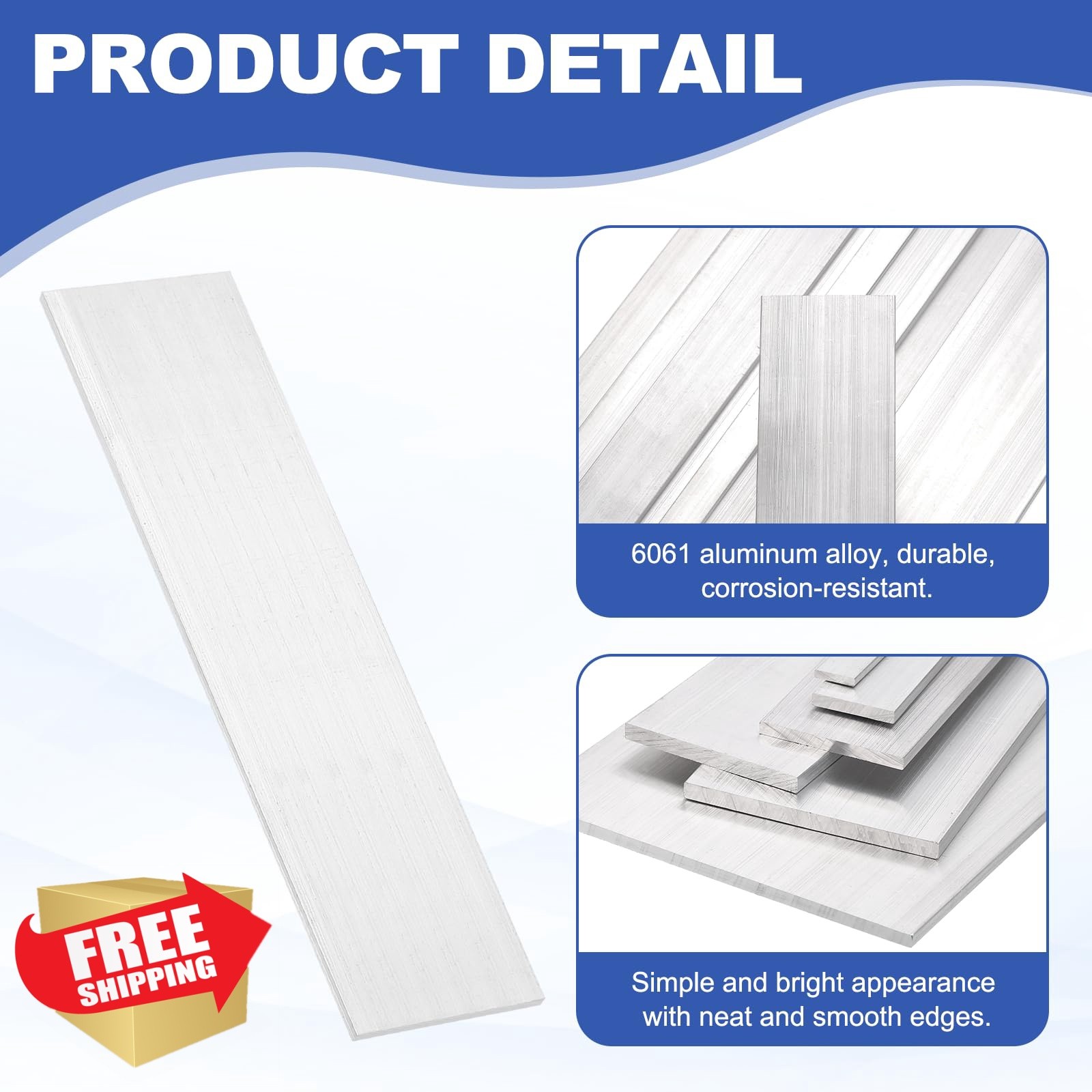 uxcell 0.08″x4″x12″ Square Aluminum Flat Bar T6511 Mill Stock