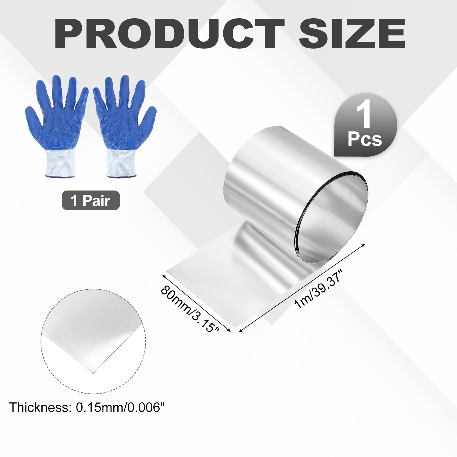 304 Stainless Steel Foil Roll 0.15mm x 80mm x 1m Metal Strip Sheet Silver Tone