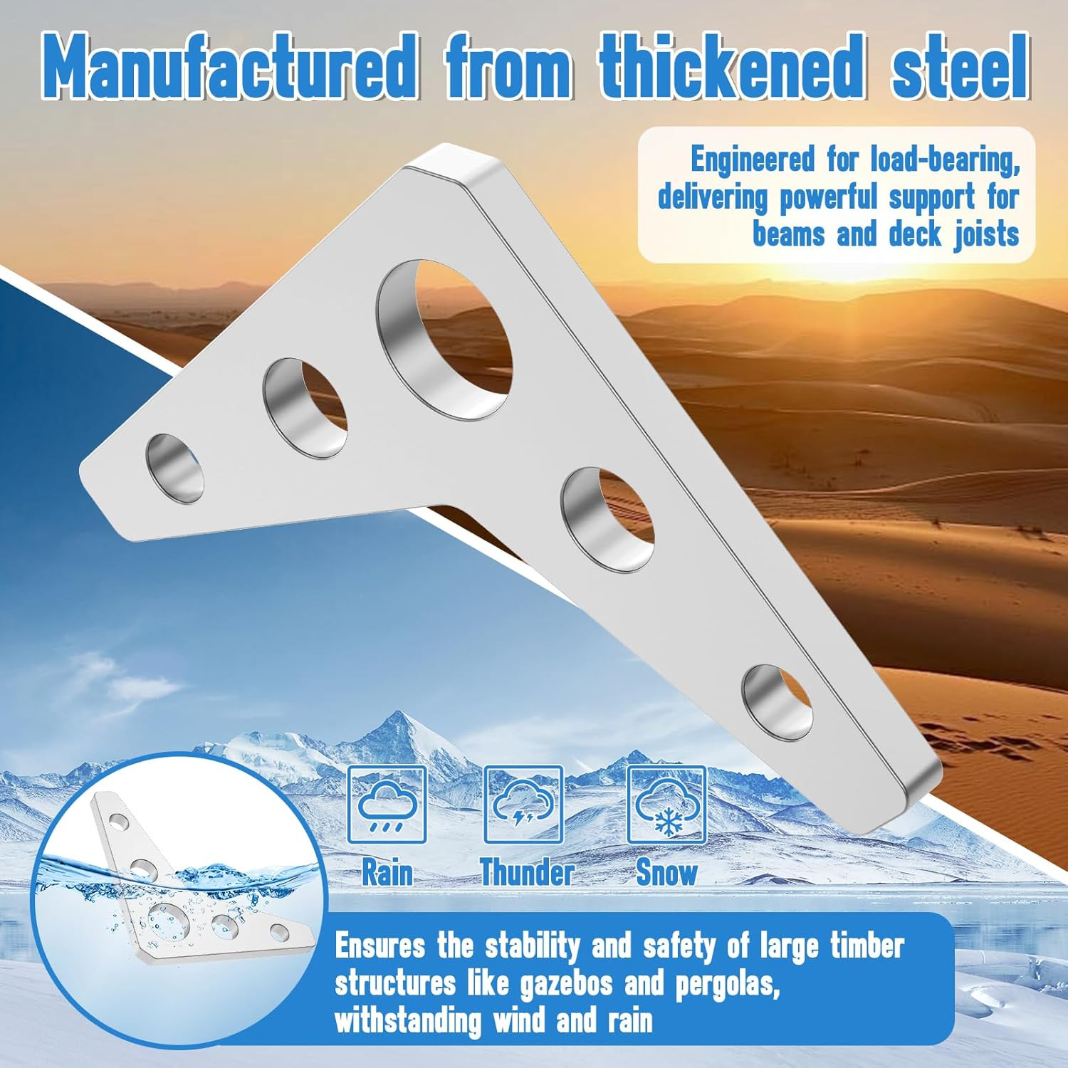 10 PCS Steel Welding Gussets, 3″ X 3″ Triangle Heavy Duty Reinforcement Plates,