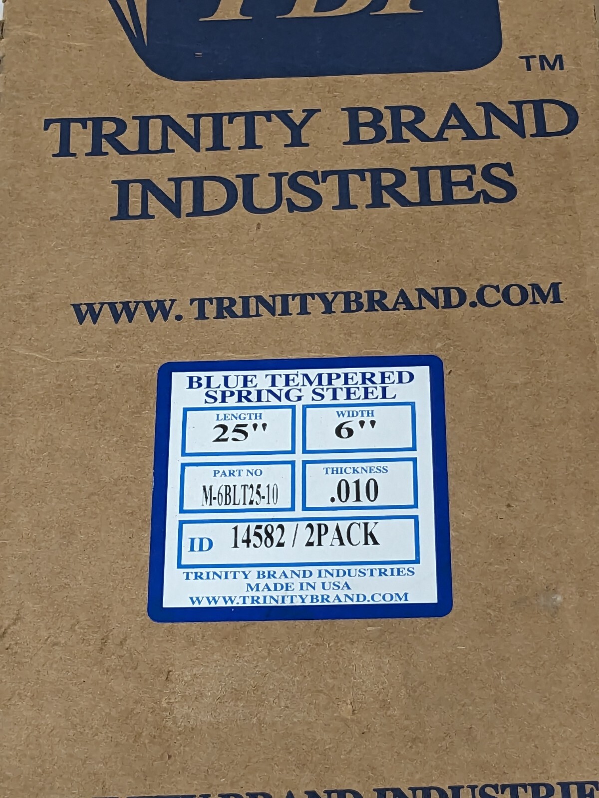 TBI 6" Wide x 25" Long x 0.01" Thick, Spring Steel Sheet Qty 2 M-