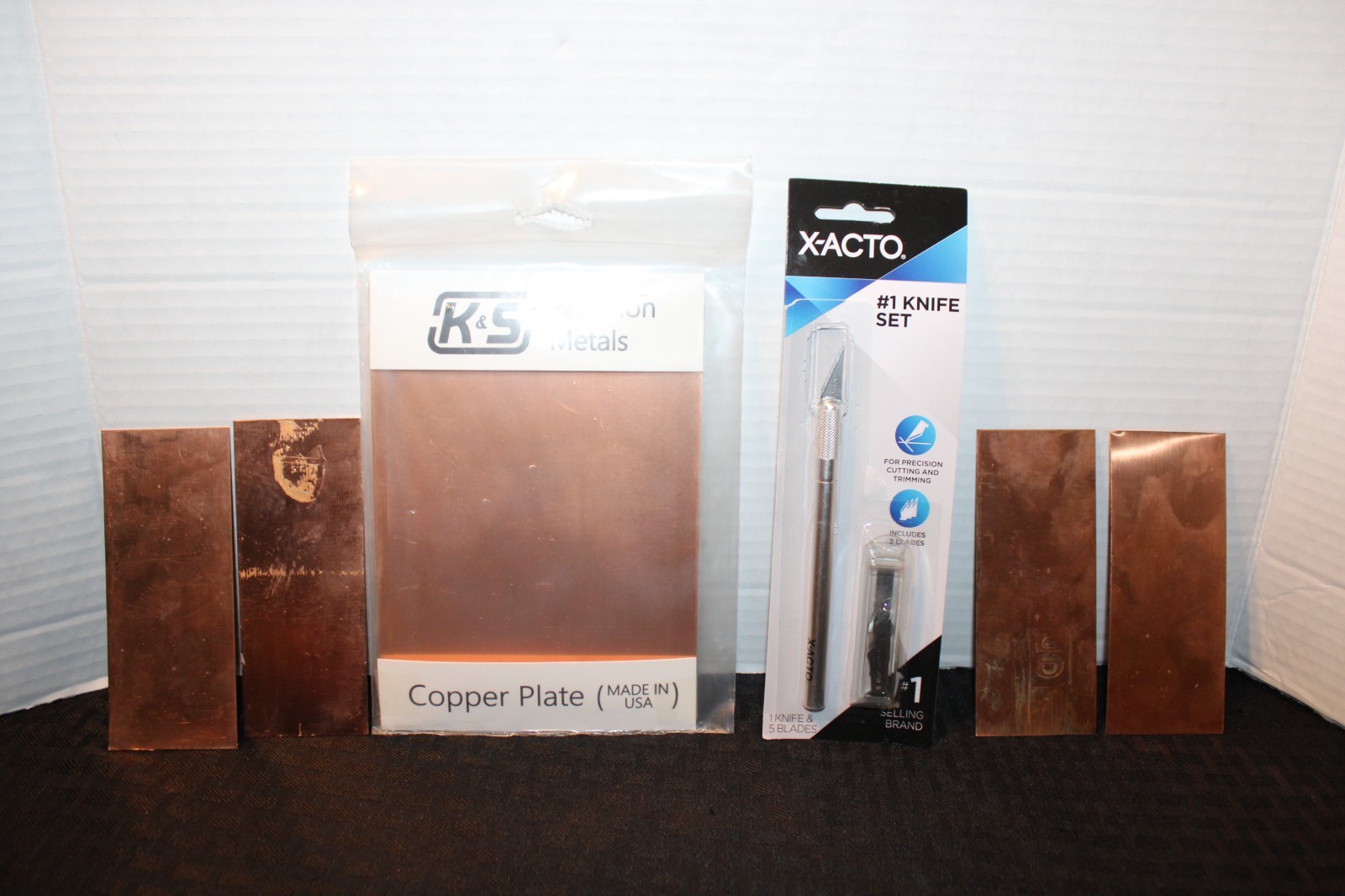 Lot of K&S® Precision Metals Copper Plate and X-Acto® #1 Knife Set