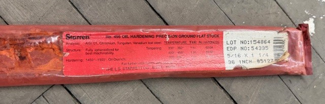 Starrett 5/16 x 1-1/4 x 36″ No. 496 Oil Hardening Ground Flat Stock – Rust – Old