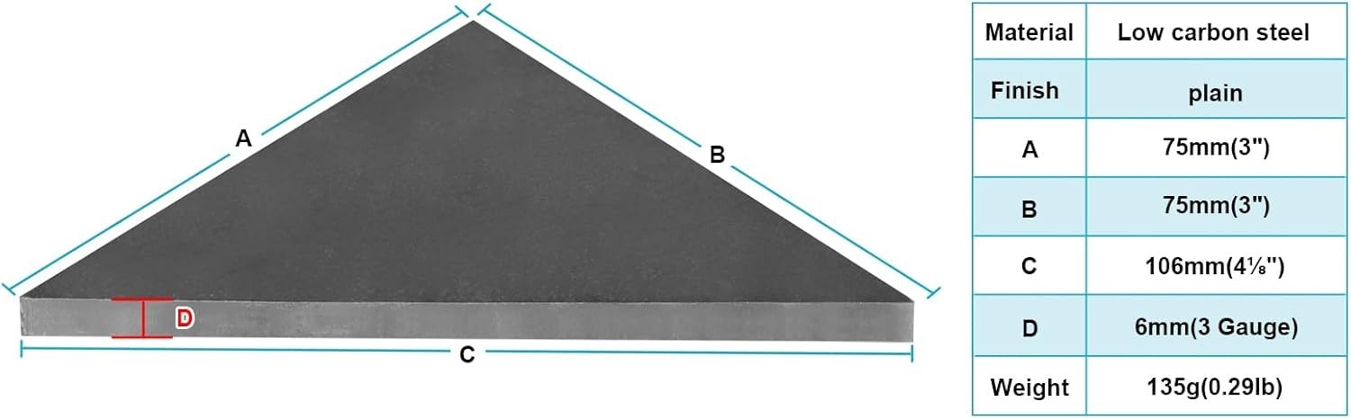 10 PCS Heavy Duty Steel Plate Gussets 3″ X 3″ X 1/4″ Weld on Triangle Gusset Bas