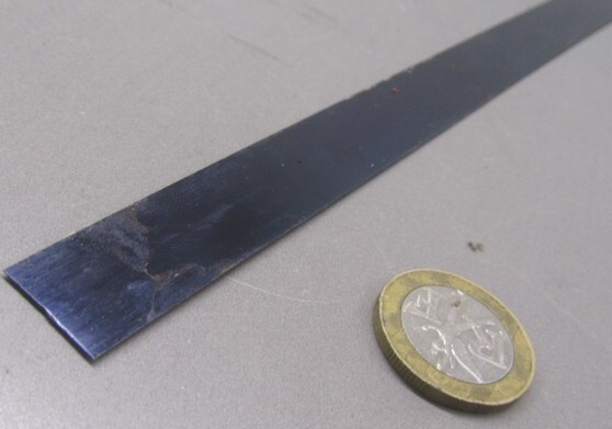 1095 Hard Blue Tempered Spring Steel Shim .016″ Thick x .625″ Wide x 300″ Long