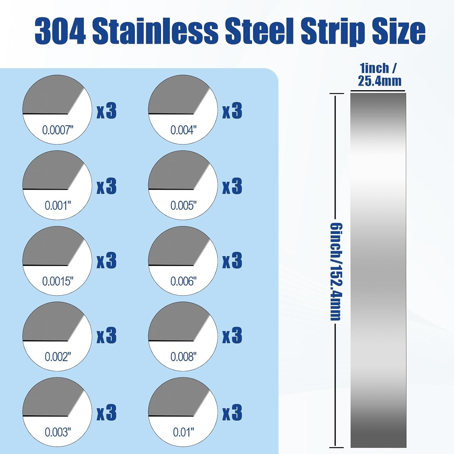 30 Pieces Shim Stock Assortment Metal Shim Stock 304 Stainless Steel Strips 1…