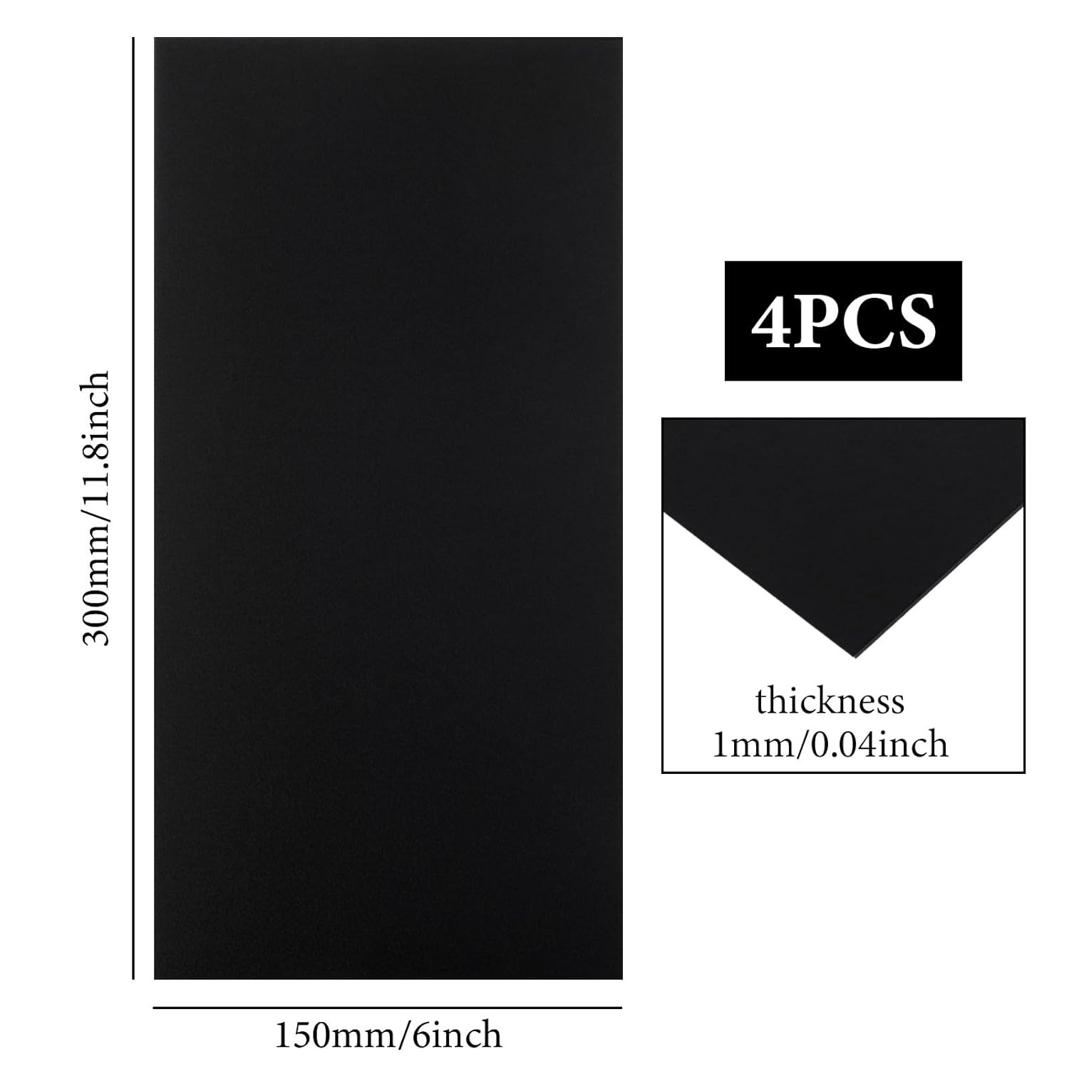4PCS 12 X 12 X 1/32 (0.04”) Inch Anodized Aluminum Sheet, Black Aluminum Engravi
