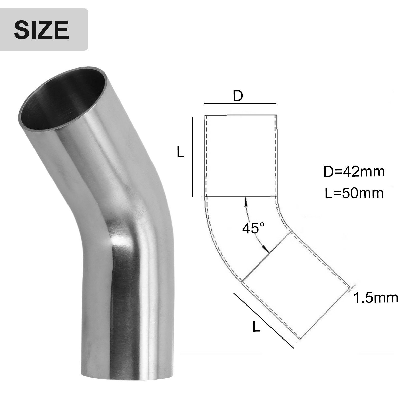 Degree Bend Exhaust Pipe Polished Various S Available Features Fitting