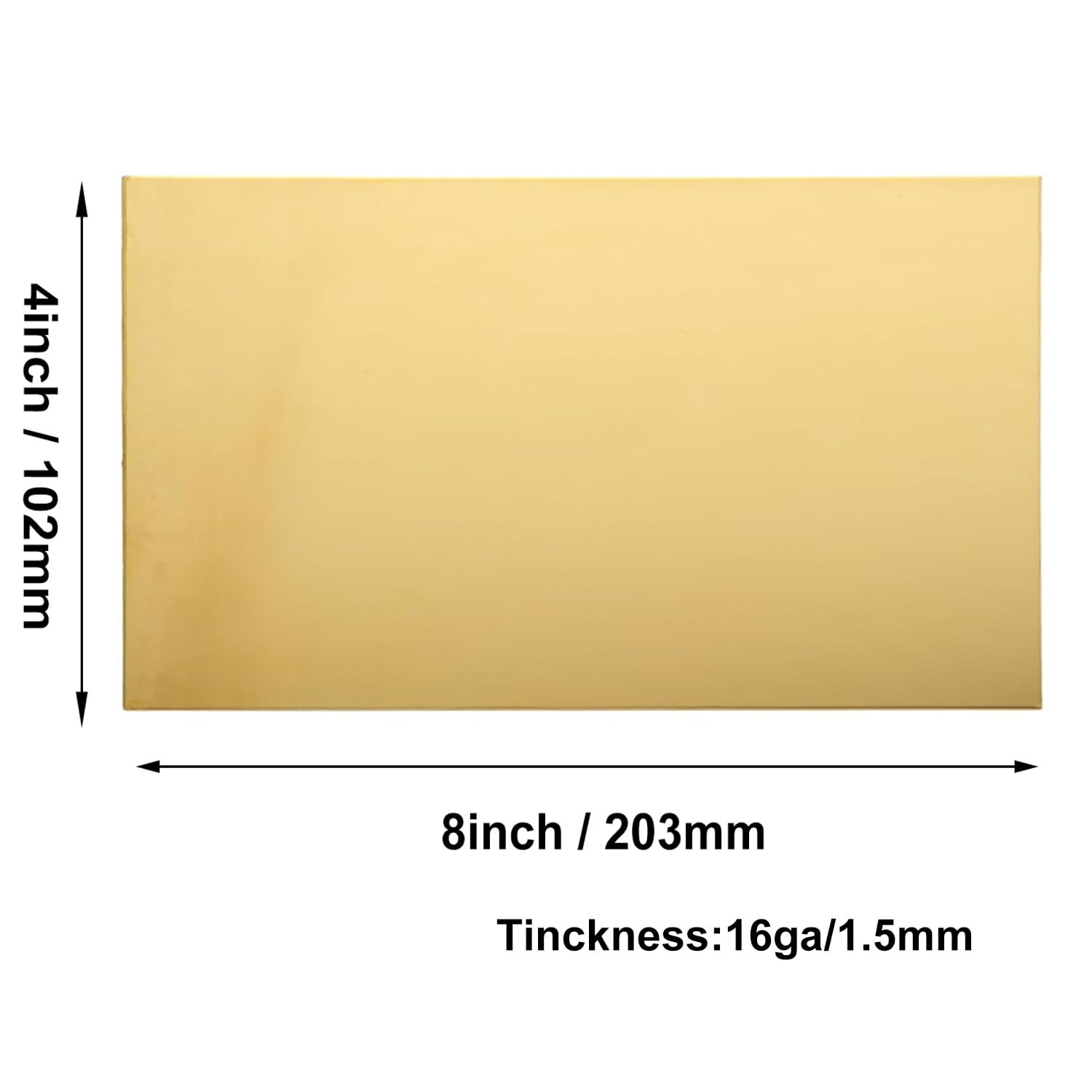 Brass Sheet, 4″X8″-16Gauge(1.5Mm)， No Scratches, Protective Film on Both Sides