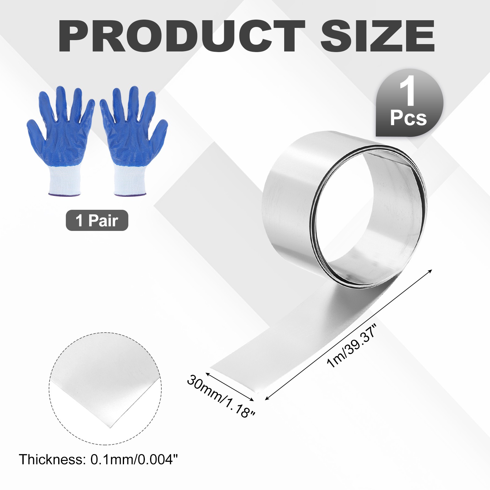 304 Stainless Steel Foil Roll 0.1mm x 30mm x 1m Metal Strip Sheet Silver Tone