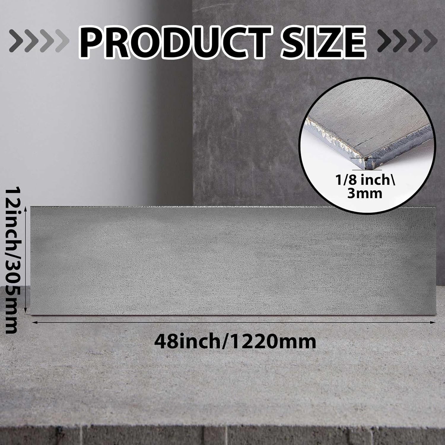 Gisafai 1/8x12x48in Mild Steel Sheet A36 Hot Rolled Plate 11ga DIY Project