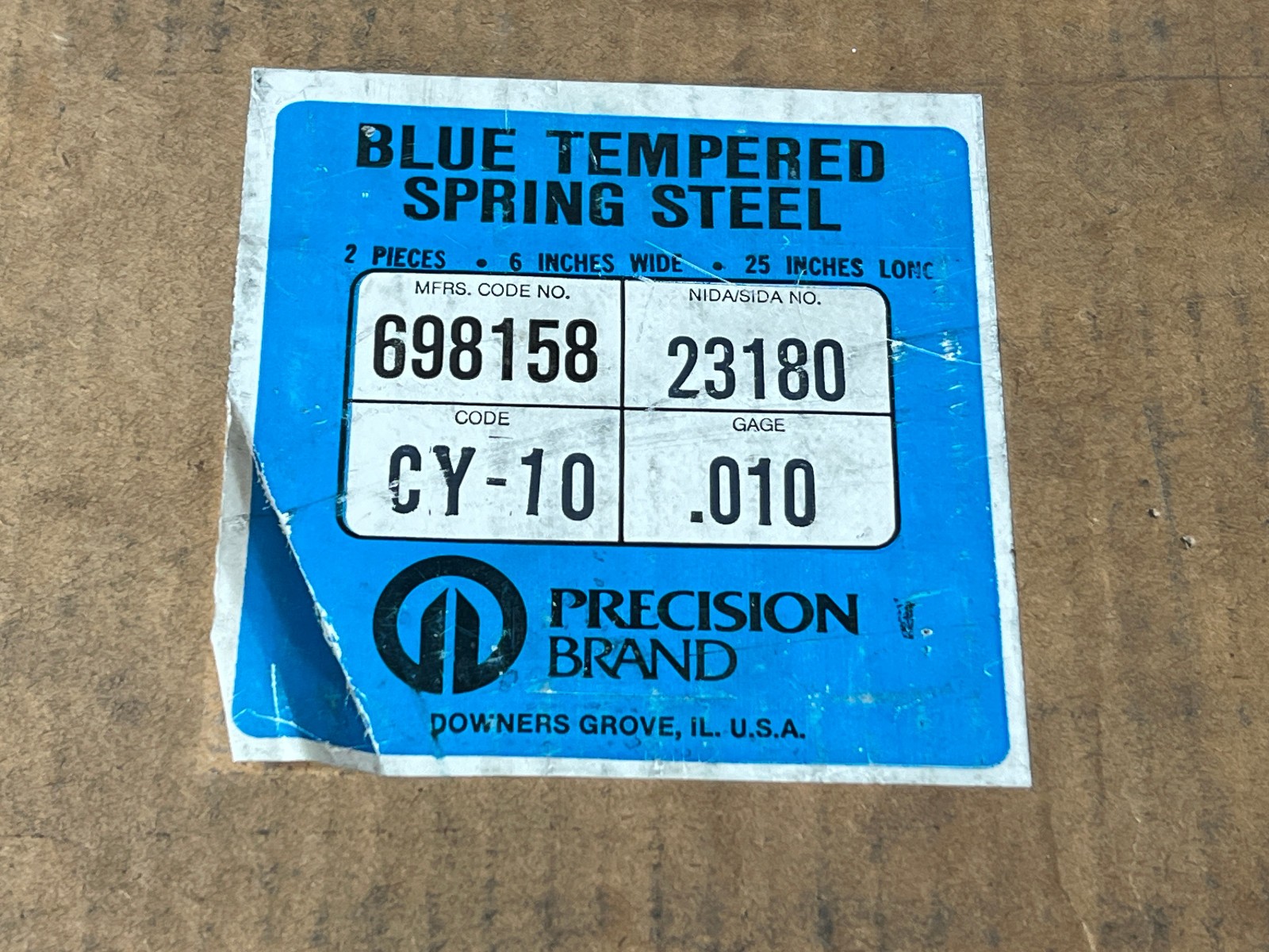 1095 Hard Blue Tempered Spring Steel Shim .10″ x 6″ Wide x 25″ Long used