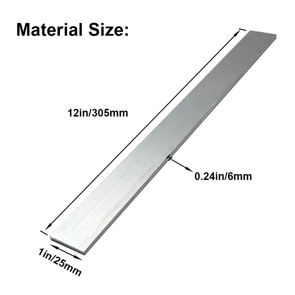 2 PCS 1/4×1 Inch Square Aluminum Flat BAR 12 Inch Long 6mmx25mmx305mm Plate
