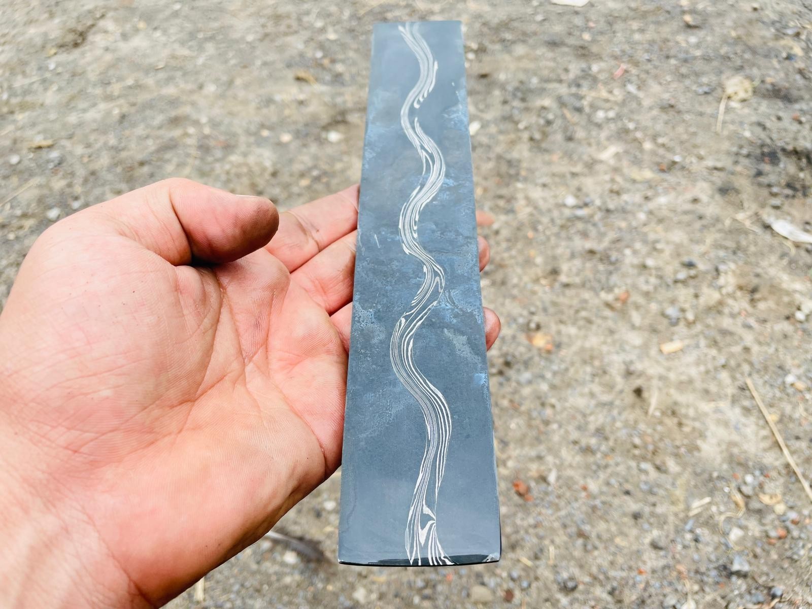 Snake Pattern Copper San Mai Billet | 1095 & 15N20 Steel Knife Making Supply