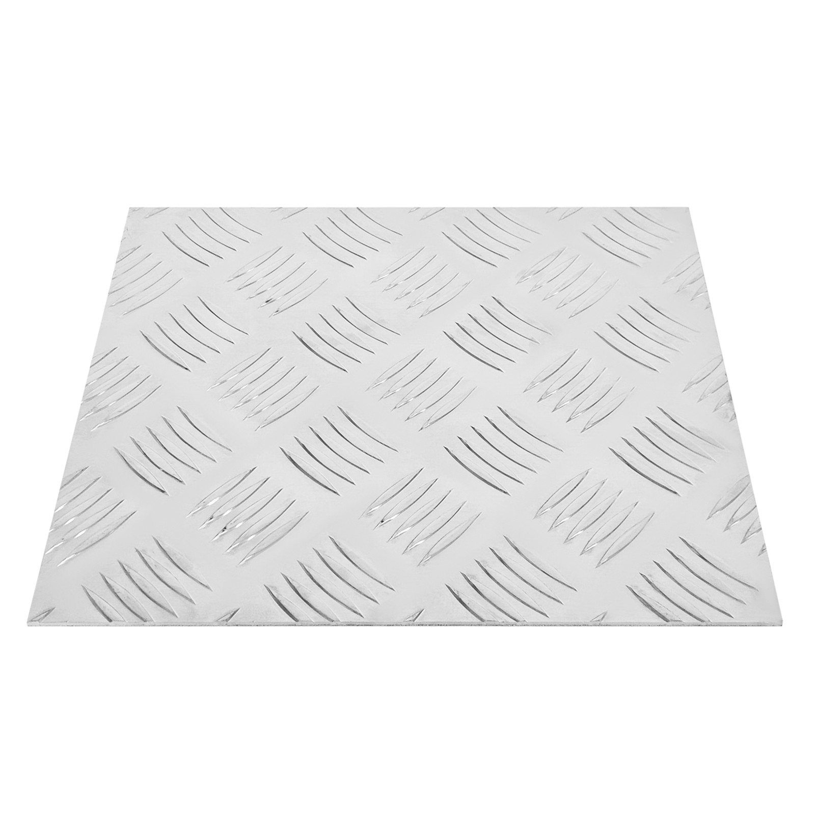 12×12″ 5 Bar Tread Silver Aluminum Plate, Anti-Slip Diamond Tread Sheet