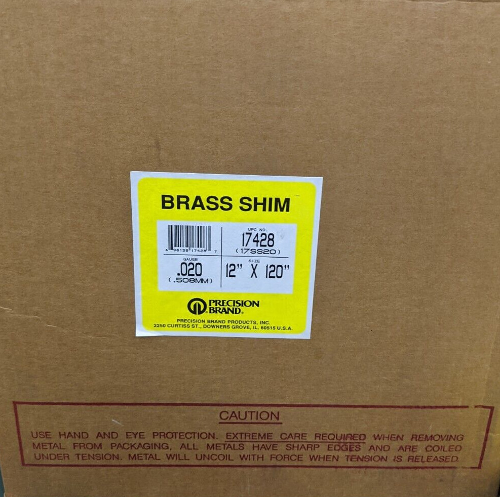 Precision Brand Brass Shim Roll .020″ (.508mm) Gauge 12″ x 120″ 17428 (17SS20)