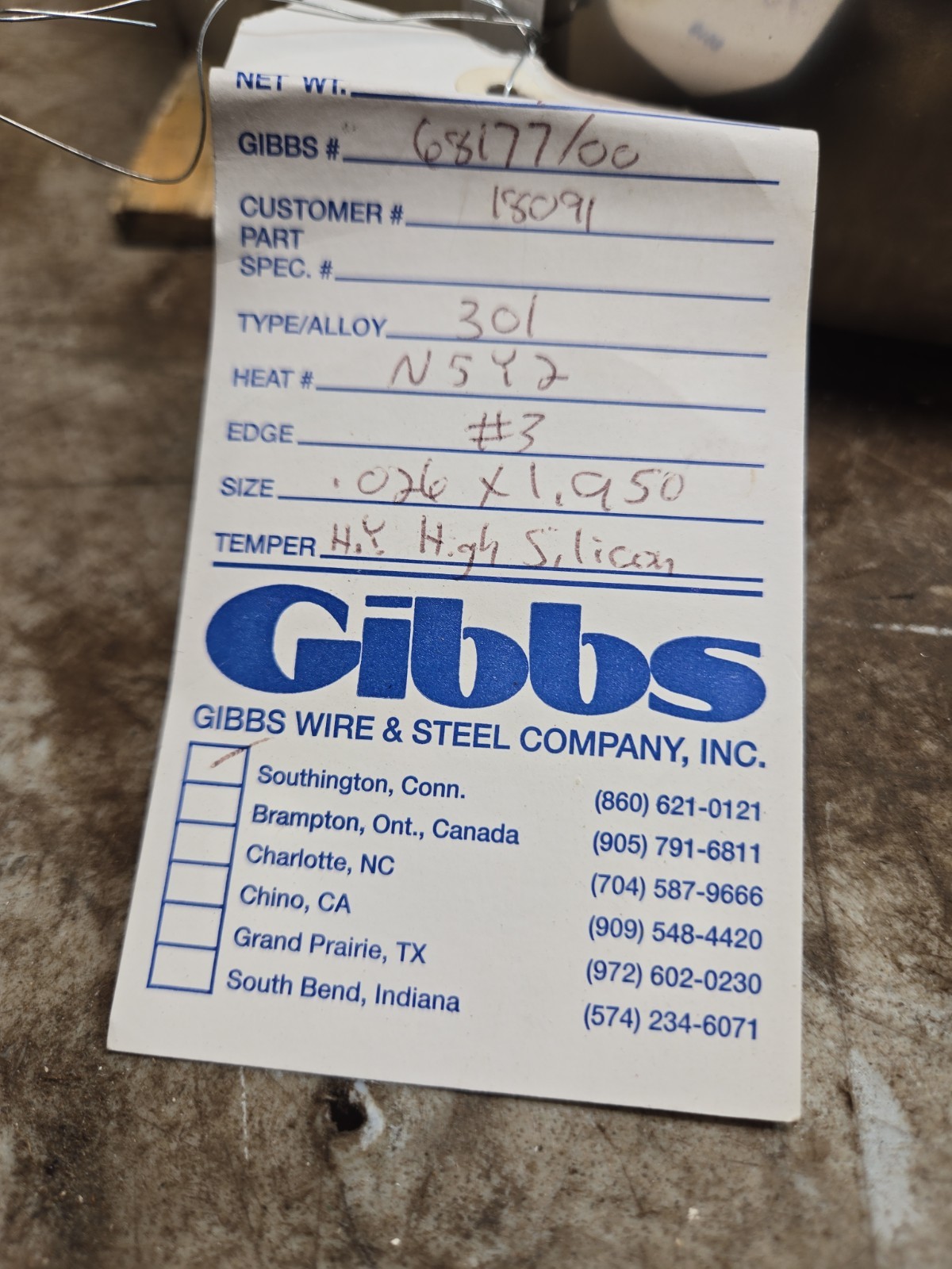 301 Stainless Steel Strip .026″ X 1.950 23 Lbs ~130ft
