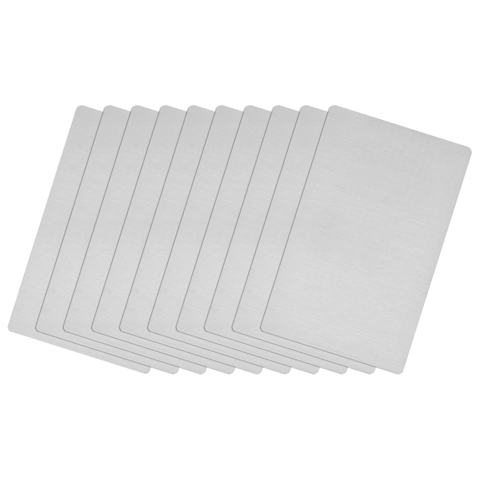 66x45x0.4mm Brushed 201 Stainless Steel Blank Metal Card Silver Tone 10 Pcs