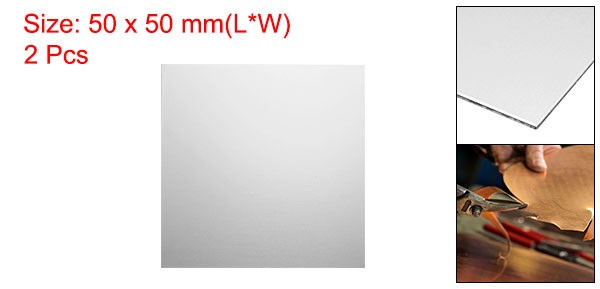 2Pcs Stainless Steel Sheet Plate 2″ x 2″ 24 Gauge (0.5mm) with Glove Silver