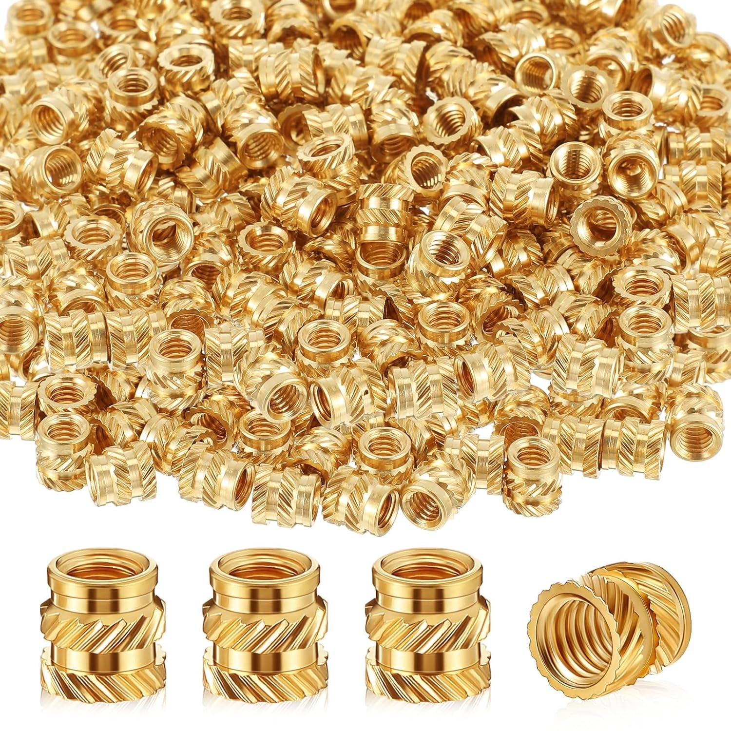 Brass M4 x D6 x L6 Heat Set Inserts 300 Pcs for 3D Printing M4 Threaded Inserts