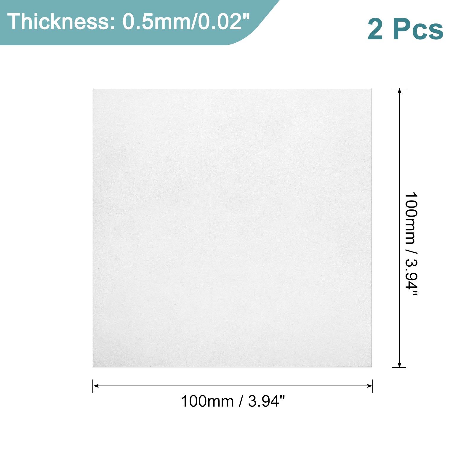 2Pcs GR1 Titanium Plate Sheet, 100x100x0.5mm Titanium Alloy Metal Sheet