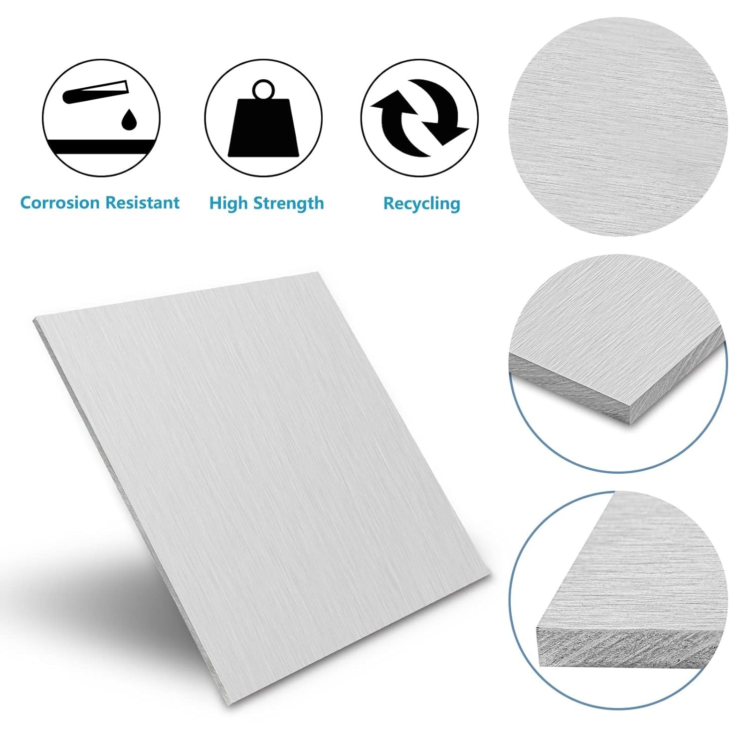1/4 Inch Thick 6061 Aluminum Sheet Plate – Precision Cut with Protective Film