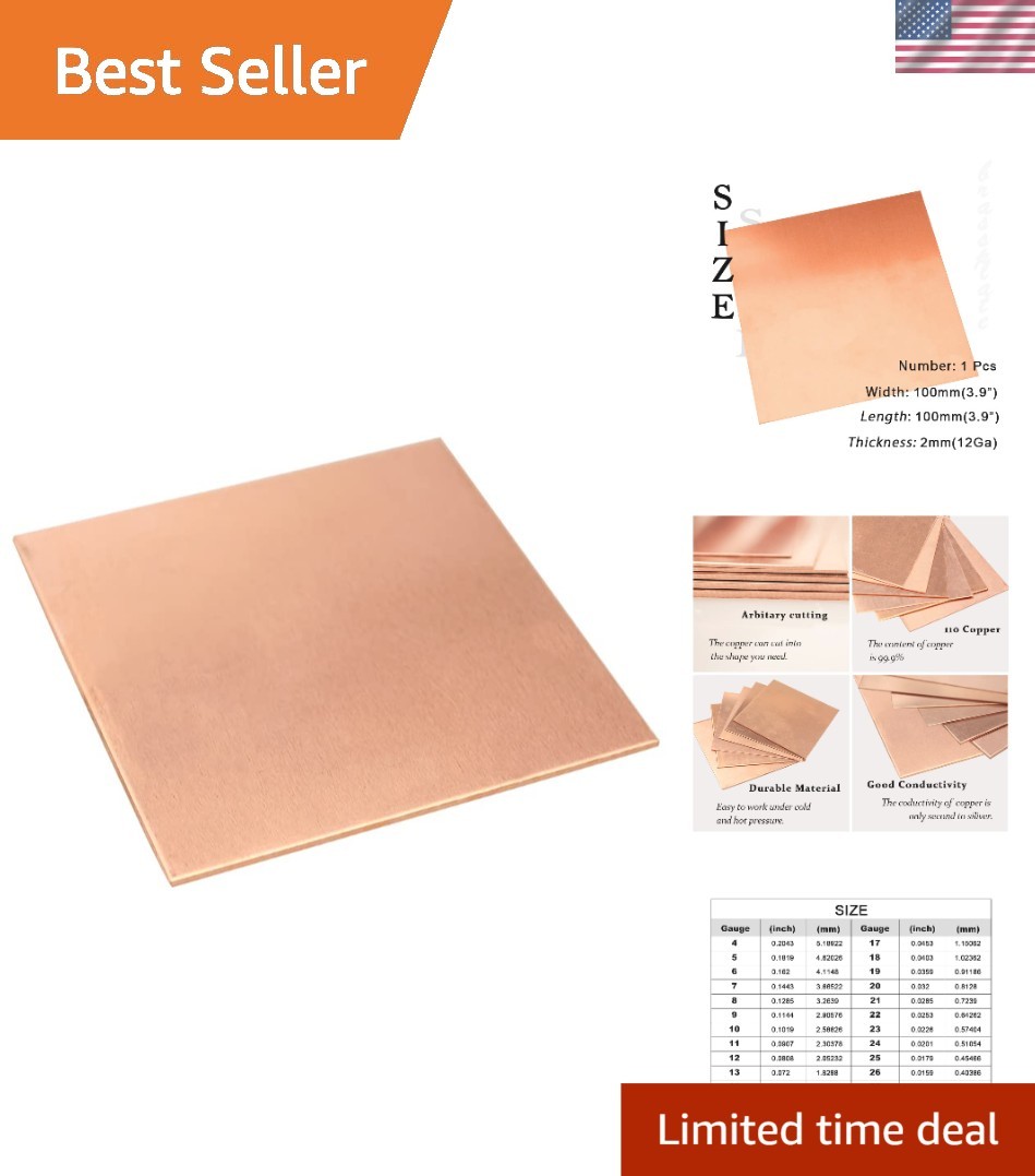 Craft-Ready 12 Gauge Copper Sheets 3.9″x3.9″ – Perfect for Engraving & Stamping