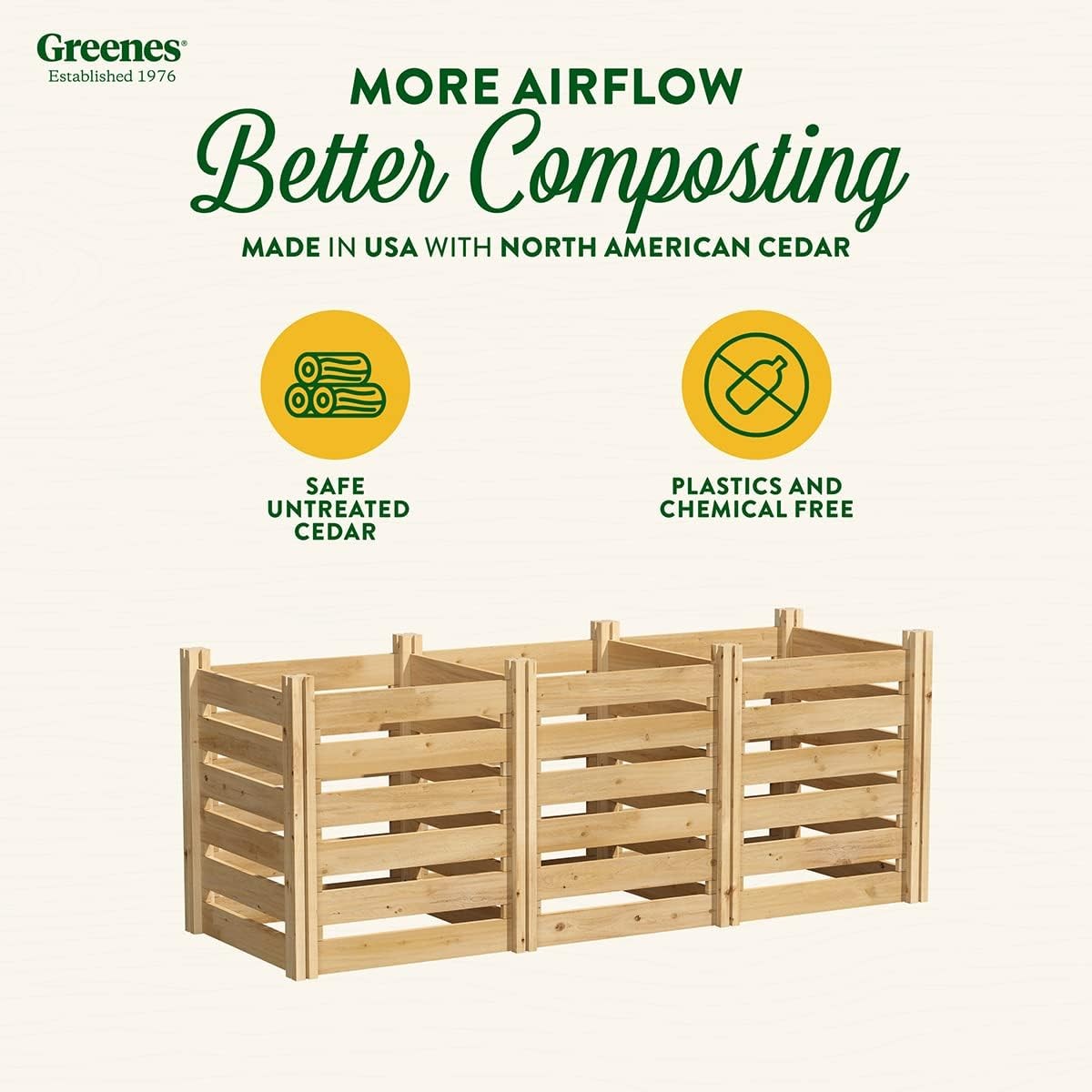 Premium Cedar Wood Composter 24″ W x 72″ L x 31″ H (3/4″ Thick) / 231.9 Gallons