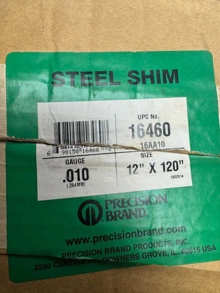 Precision Brand 16AA10 Steel Shim, Gauge .010, 12″ X 120″, 16460
